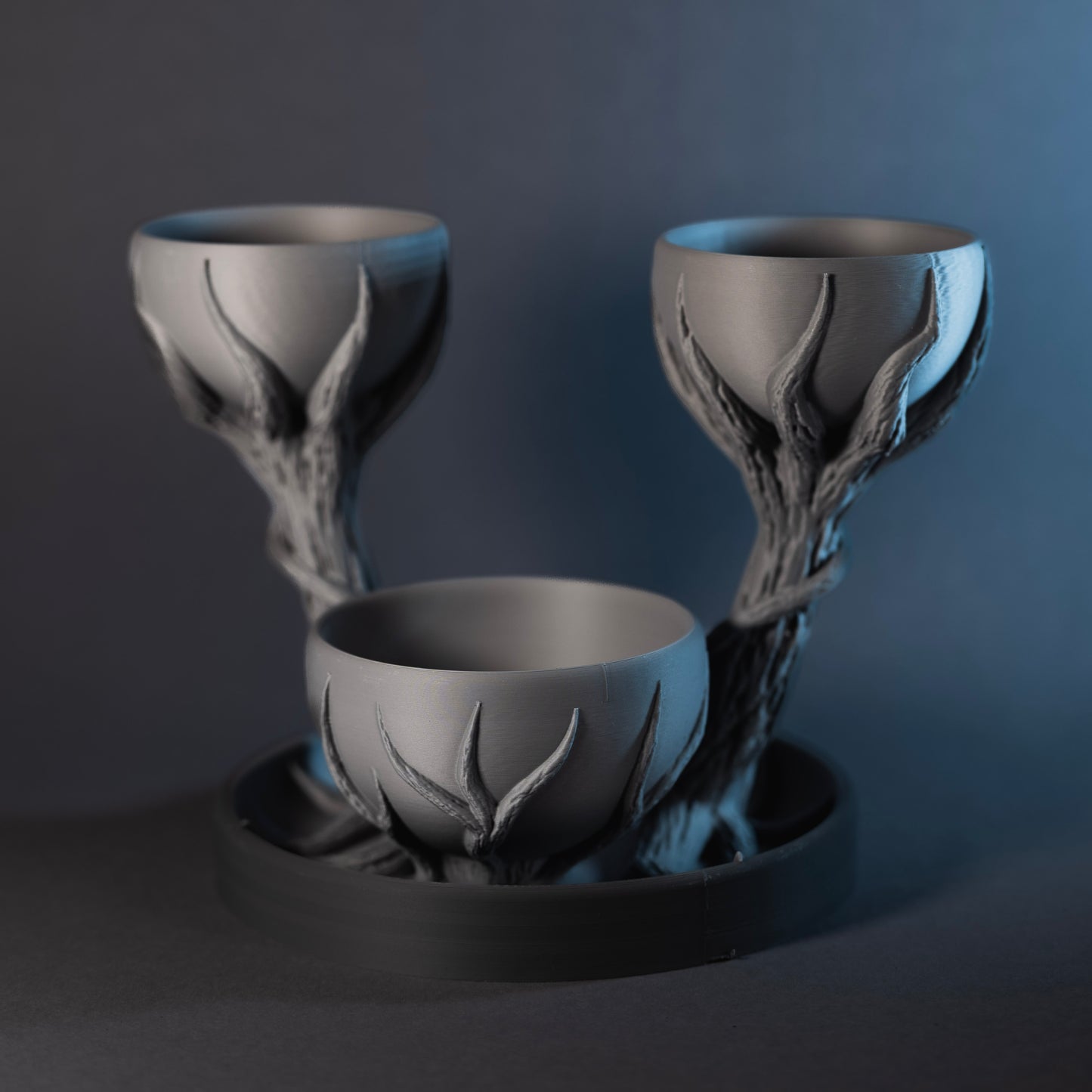 Vază Triplă Ținută de Mână 3D cu Flori Mici