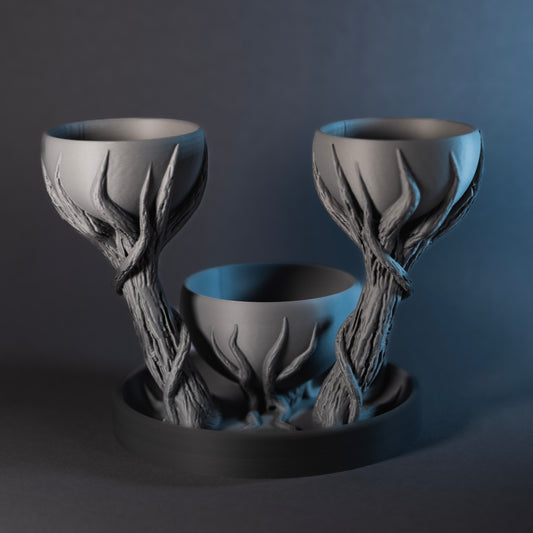 Vază Triplă Ținută de Mână 3D cu Flori Mici