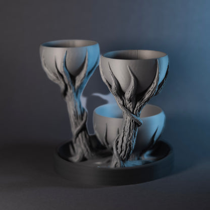 Vază Triplă Ținută de Mână 3D cu Flori Mici